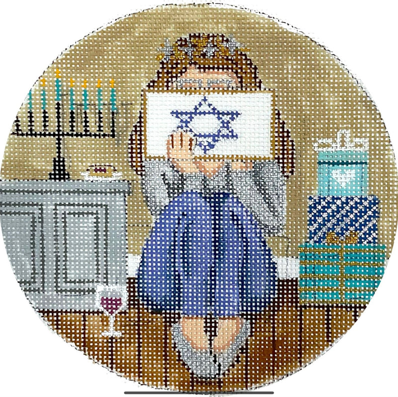 GE-GS197  Hannukah Stitching Girl Round