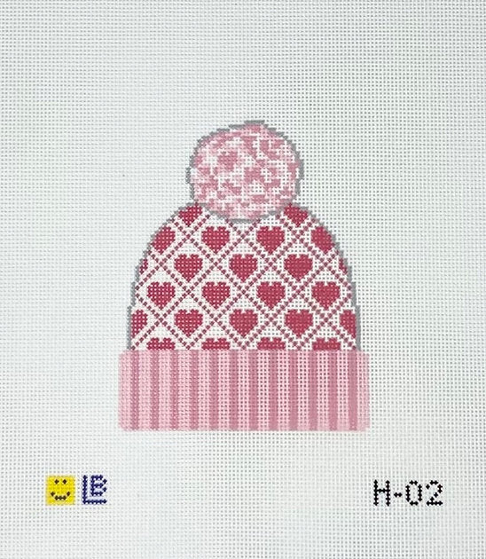 H-02 Pink Heart Beanie