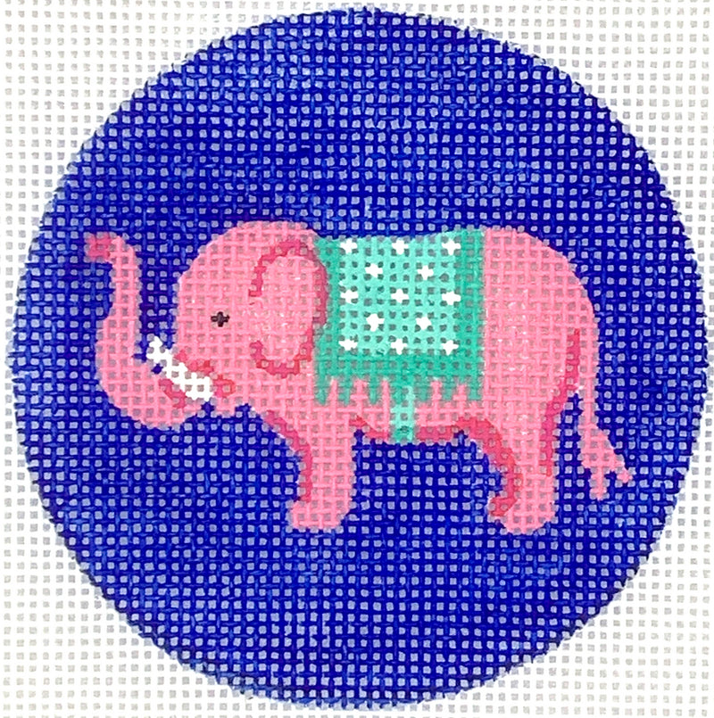 Lee’s 3” Insert – Pink Elephant w/ Turquoise Blanket – on bright blue