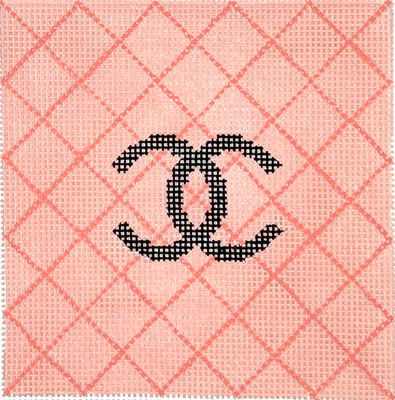 INSSQ4-05 Chanel C’s on Quilted Background – black on shell pink