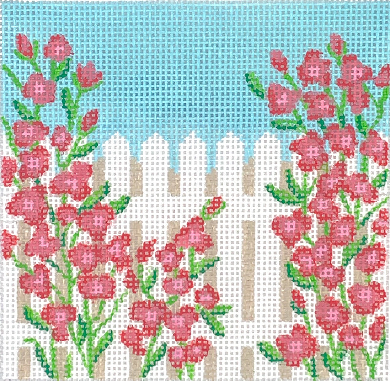 INSSQ4-59 Planet Earth 4” Square Insert – Rose Covered Picket Fence