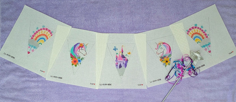 LL-BUN-1234 Unicorn Garland - 6 Individual Canvases