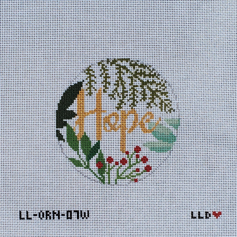 LL-ORN-07w Hope Botanical Ornament White