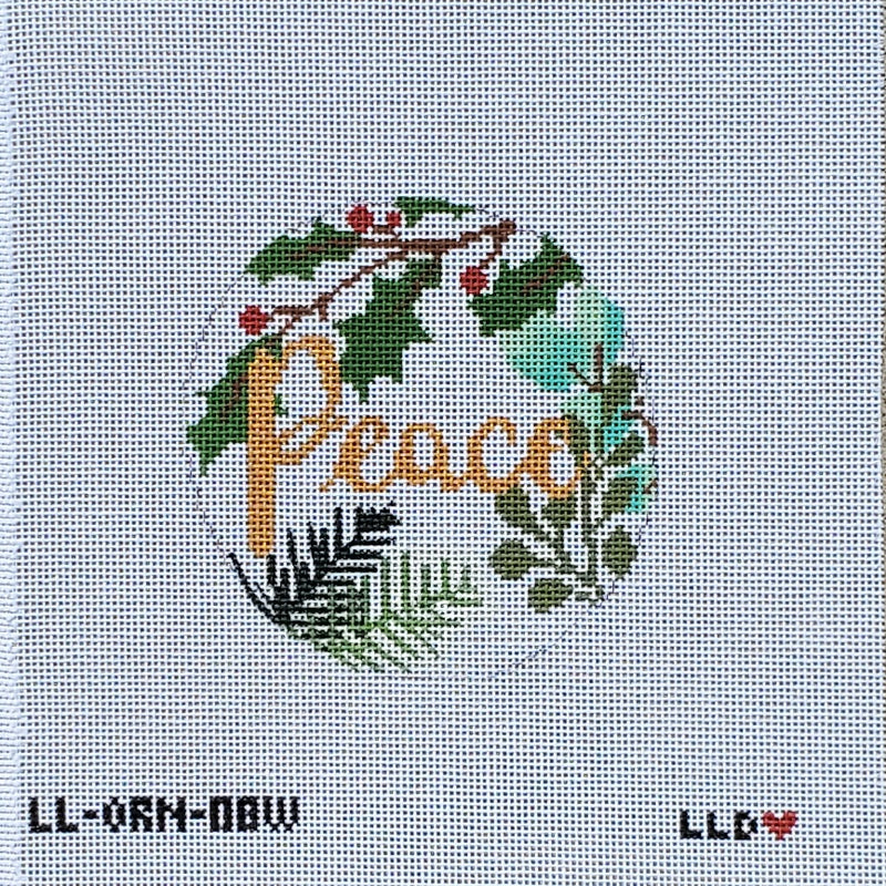 LL-ORN-08w Peace Botanical Ornament White