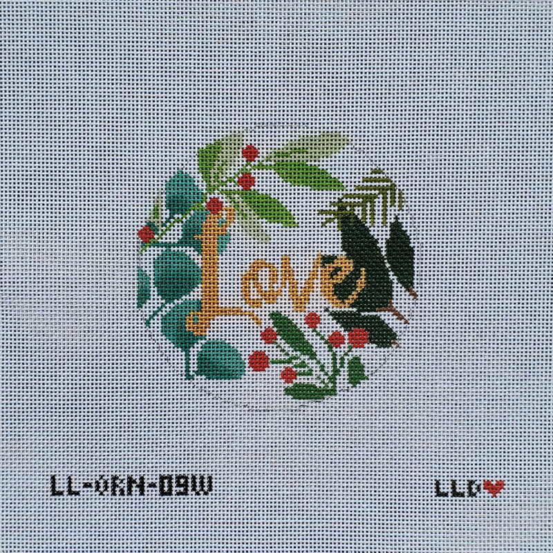 LL-ORN-09w Love Botanical Ornament White