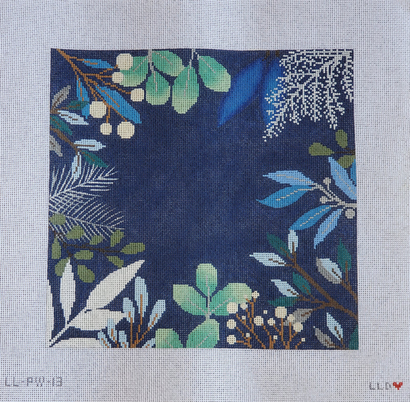 LL-PW-13 Blue Winter Botanical Pillow Custom