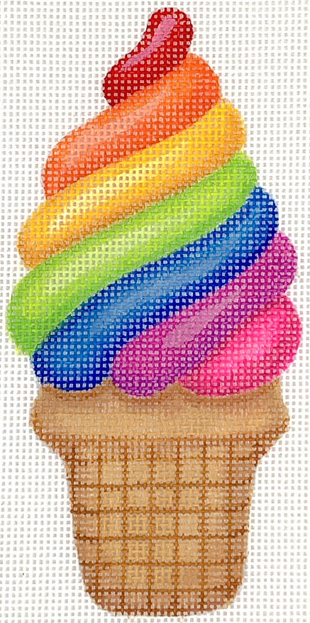 OM-291 Rainbow Soft Serve Ice Cream in a Cake Cone