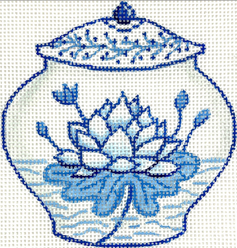 OM-330 Short Blue & White w/ Lotus Flower
