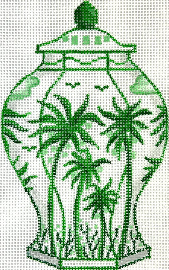 OM-336 Tall Green & White w/ Palm Trees & Coconuts