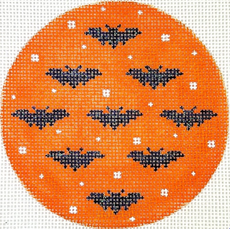 Halloween Mini – Sparkly Bats on Dotted Orange Background