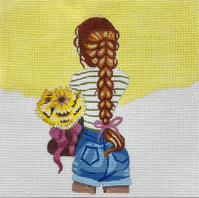 AP4745  SUNFLOWERS & RED BRAIDS