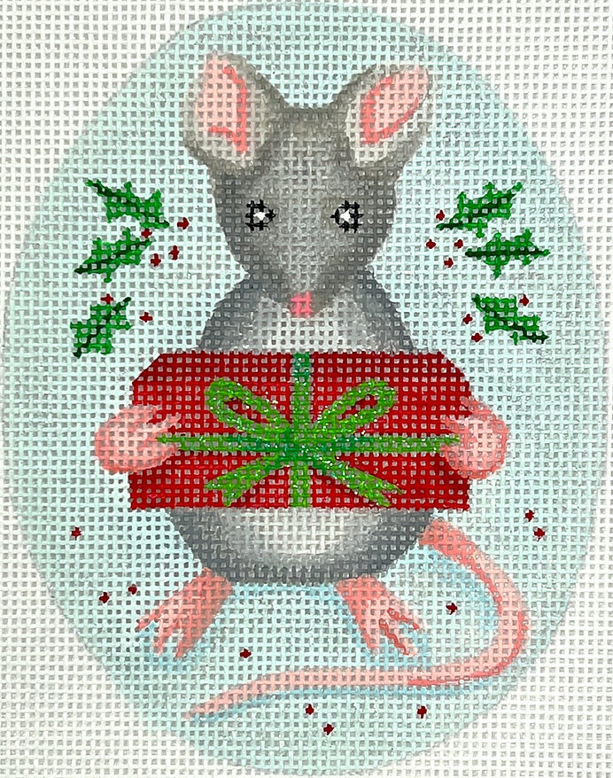 XM-153 Mouse w/ Gift Box & Holly on Snowy Blue