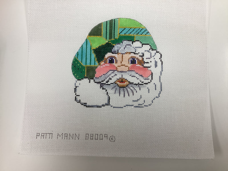 88009-CHR-Santa face with green patchwork hat