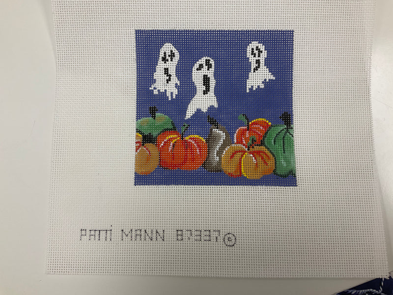 87337-HAL-ornament, ghosts & pumpkins on