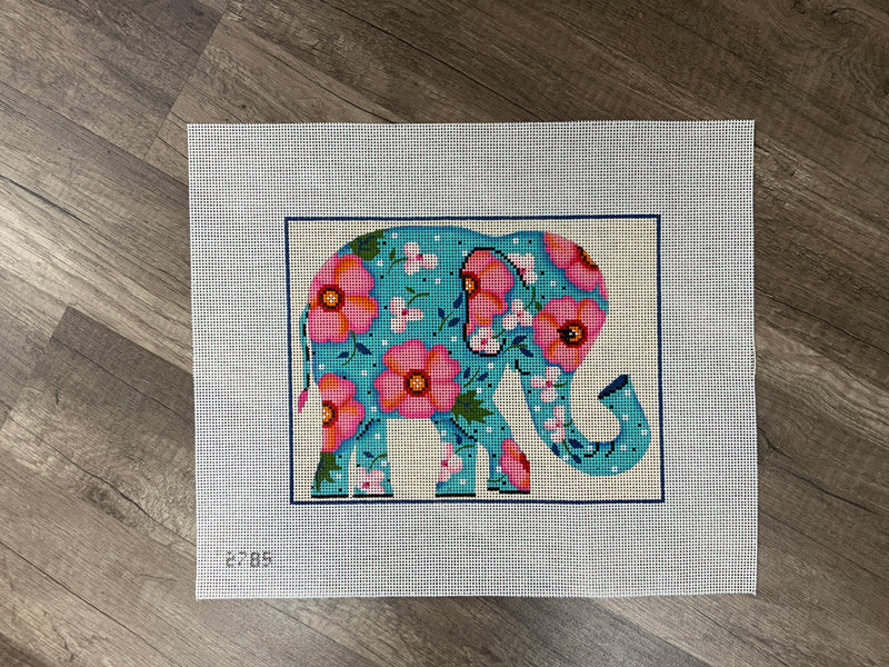 Turquoise Floral Elephant