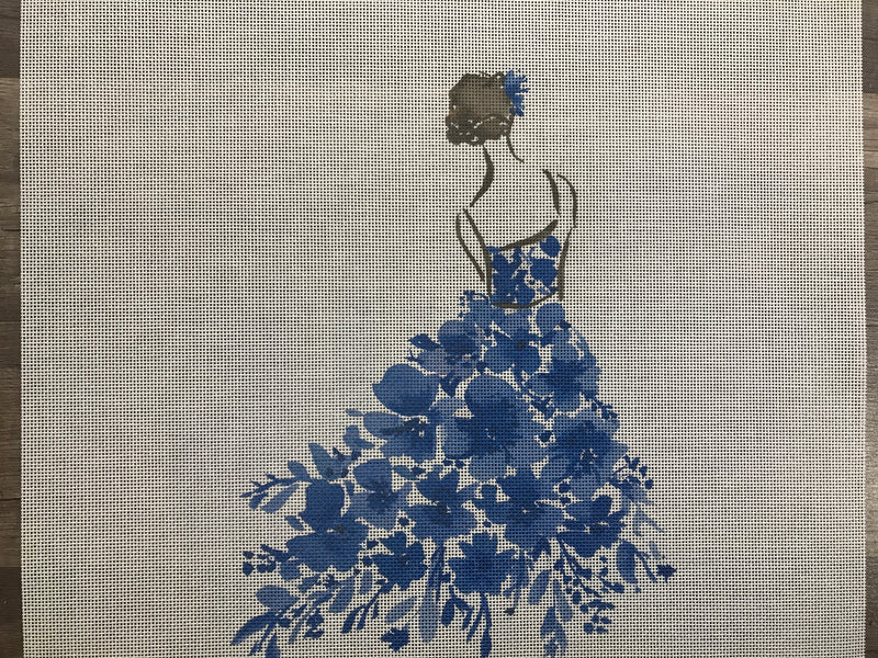 ECT876B Lady w/Blue Flowers