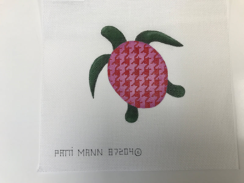 87204-MIN-turtle with pink/red houndstooth