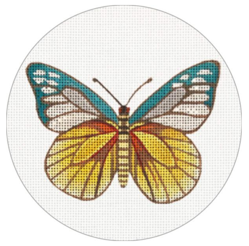 MLT746E  YELLOW/TURQ BUTTERFLY ORNAMENT