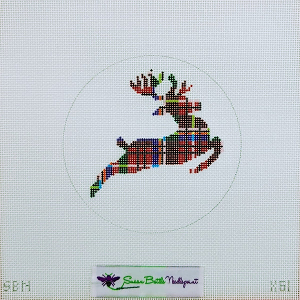 SBN-X61  Plaid reindeer ornament