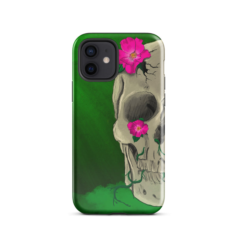 Floral Skull on Green Tough Case for iPhone®