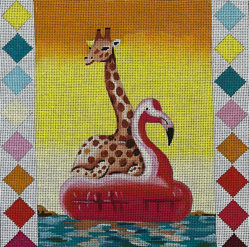 AN469 giraffe in flamingo float