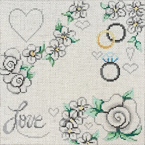 White floral Love 11855