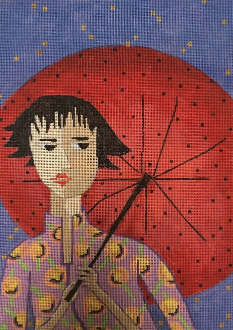 Penny Macleod:PM433 Red Umbrella 8 3/4 x 12