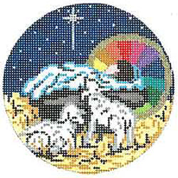 round ornament, manger scene 3607