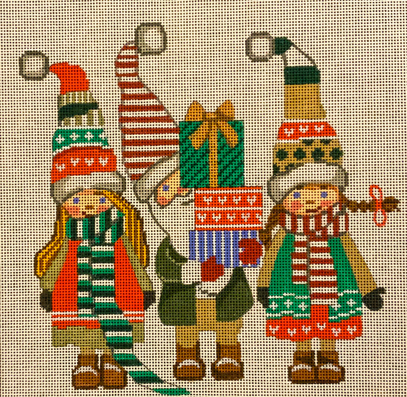 GE-733 Santa and Kids Carrying Packages Artwork by Gayla Elliott canvas by Alice Peterson Company