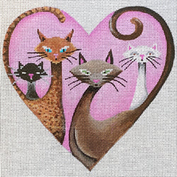 Heart-shaped cats on pink 40054