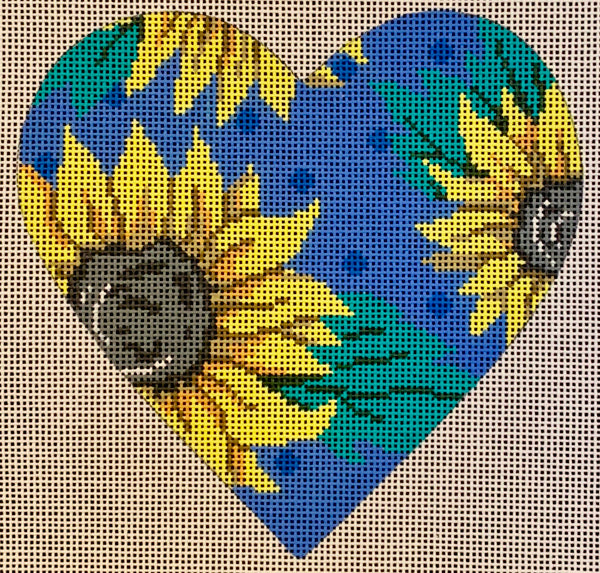 heart, sunflowers on blue 40127