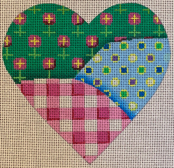 heart, patchwork with pink gingham 40132