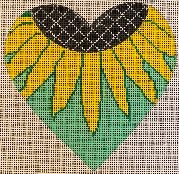 heart, sunflower on green 40139