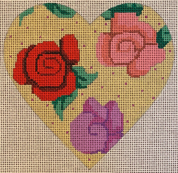 heart, pastel roses on dotted background 40140