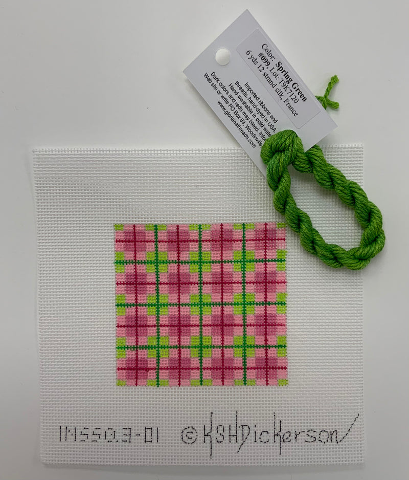 INSSQ3-01 - Planet Earth 3” Square Insert – Madras Plaid – raspberries & greens