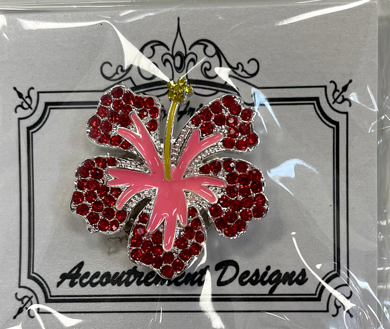 Accoutrement Designs Pink & Red Jeweled Hibiscus