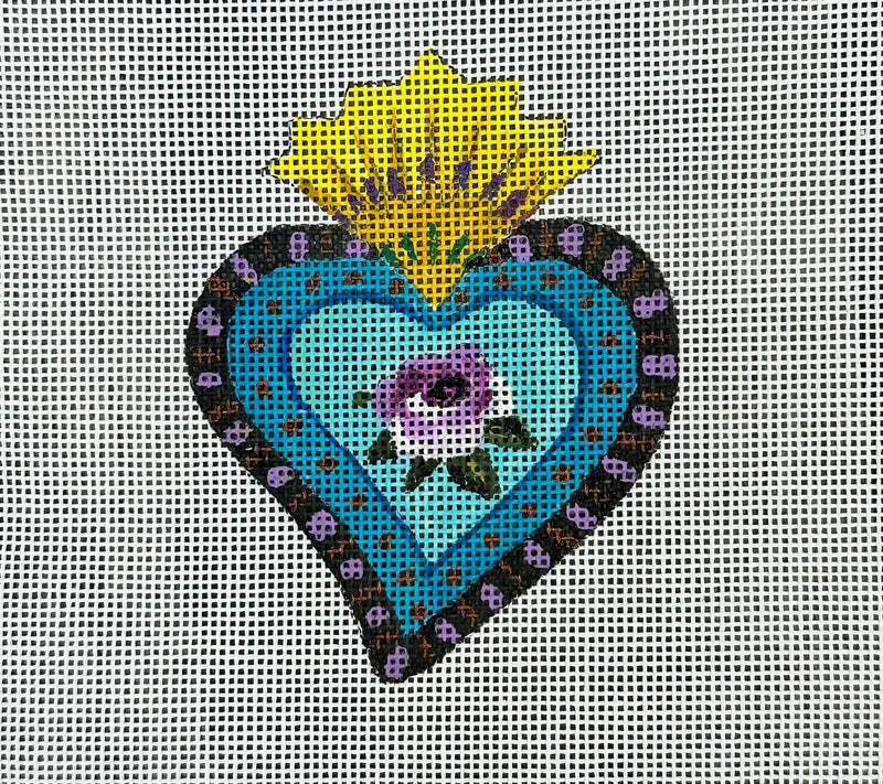 JW400 - Blue Heart with Purple Rose Pendant