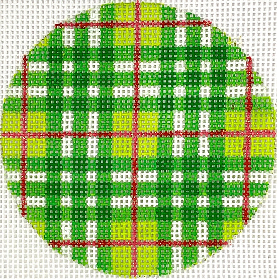 XM-151: Bright Disk Letter – Christmas Plaid – Green & Lime Plaid w/ Red Lines