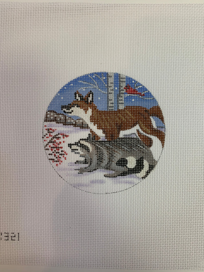 Fox and Racoon Ornament