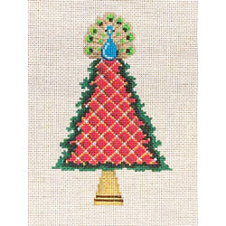 PM 85021 Tree shaped ornament, red diamonds w/ green fringe; Peacock 85021