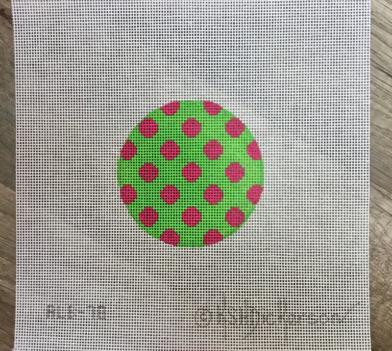 ALB-78 - Bright Disk Letter – Kelly Green w/ Light Blue Dots & Hot Pink Letter