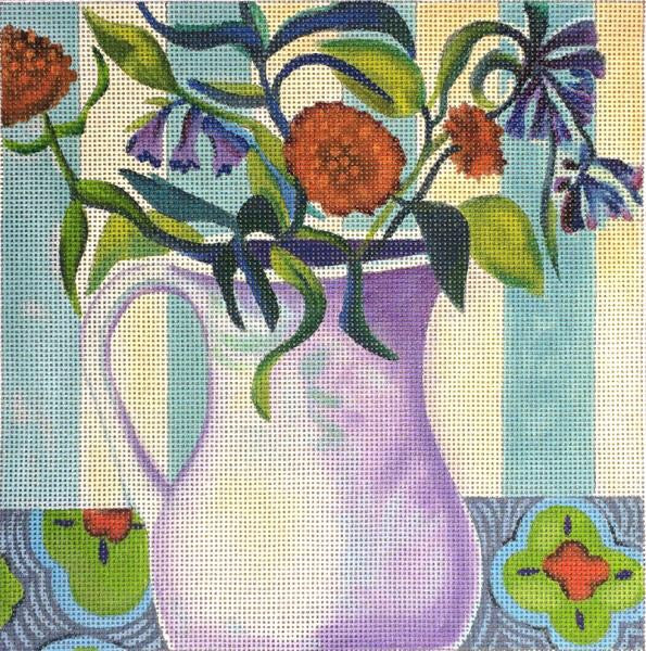 Orange Flower w/Purple Vase. AOG141