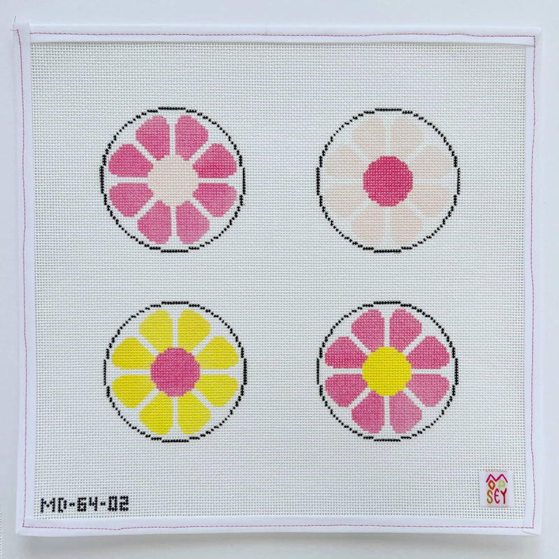 MD-64.02 - Mod Floral Coasters - Pink & Yellow