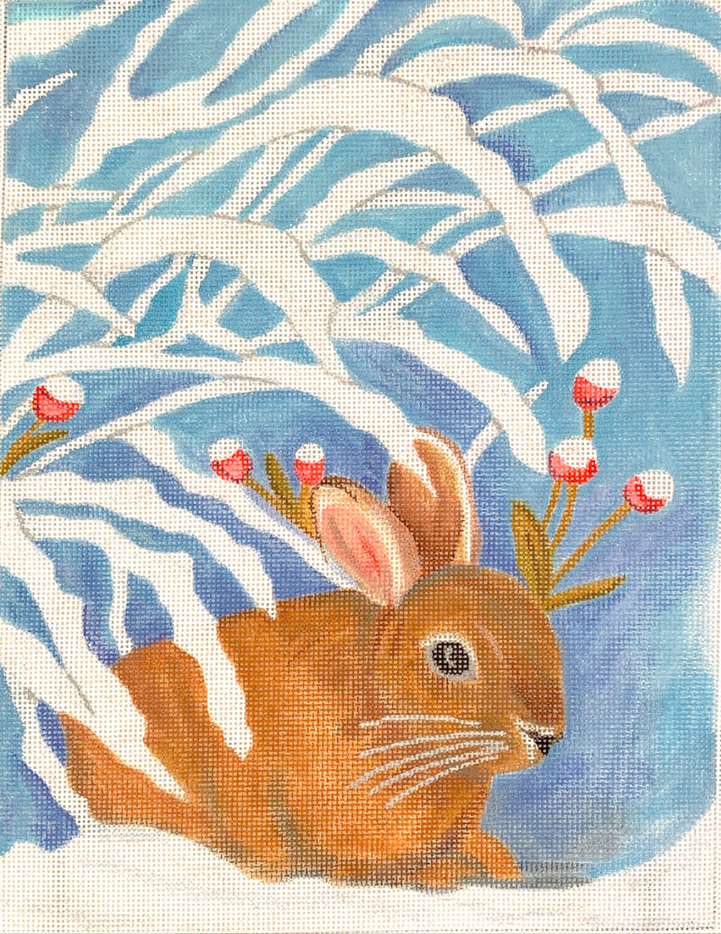 SSS-PL-01 Winter Bunny w/Red Berries in Sparkly Snow