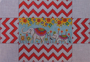 Whimsy Elephants Brick Cover - BeStitched Needlepoint