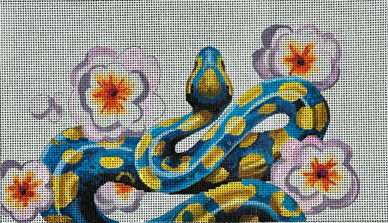 CL038 -  Blue and Gold Snake with Hibiscus