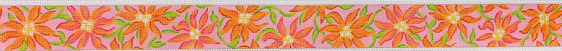 BL-88 - Belt – Lilly-inspired Gerbera Daisies – oranges, hot pinks & limes on medium pink