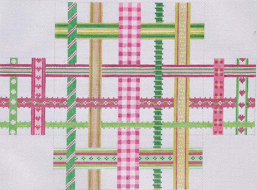 BR-02 - Brick – Woven Ribbons – pinks & greens