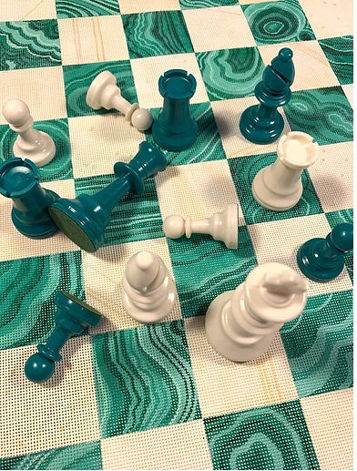 CHB-01: Chess/Checkers Board – Malachite & Ivory