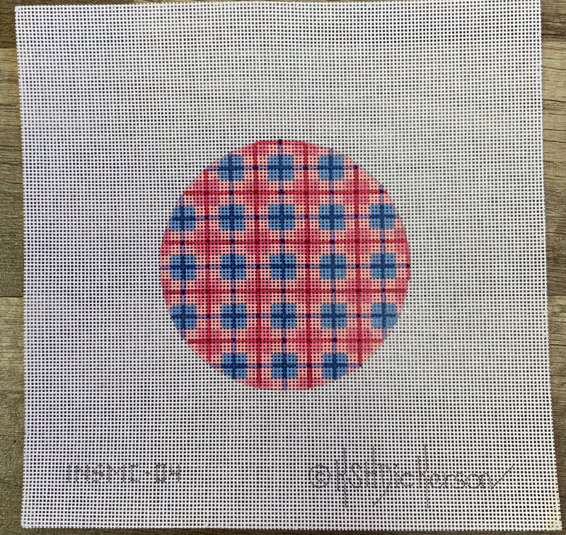 INSMC-04 - Planet Earth & Lee 4” Round – Madras Plaid – pinks & periwinkles